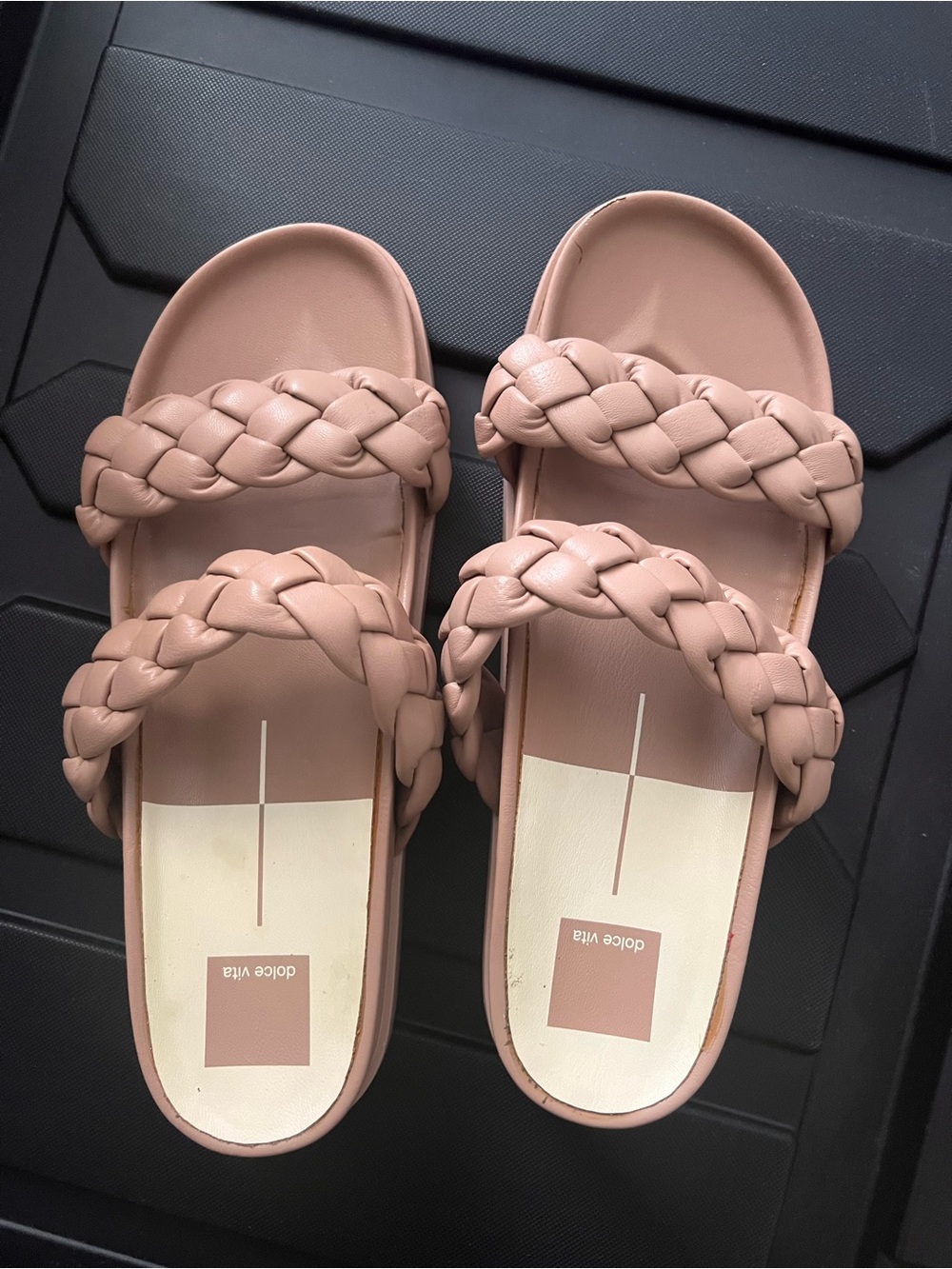 Dolce Vita Braided Double-Strap Slide Sandals - Blush Pink